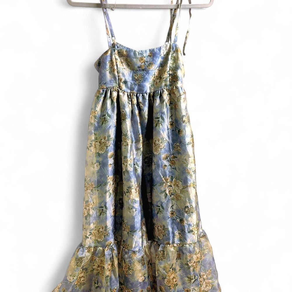 Midi Floral Babydoll Dress with puff | Extra Small - Picture 2 of 8